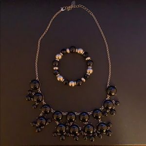 Black and Silver Necklace/Bracelet Set